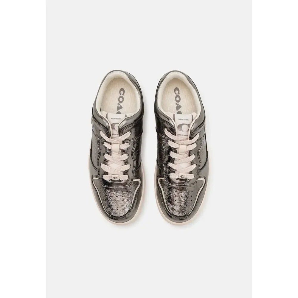 Coach C201 Crinkle Metallic Trainers Anthracite Women's 9B Size